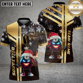 Maxcorners Billiards Polo Shirt Golden Christmas 8 Ball Festive Style Multicolor Options Personalized Name, Team Name 3D Shirt (4 Colors)