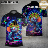 Maxcorners Cosmic Mouse Darts Player Neon Galaxy Multicolor Options Personalized Name, Team Name 3D Shirt (4 Colors)