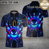 Maxcorners Bowling Cyberpunk Evil Ball Multicolor Options Personalized Name, Team Name 3D Shirt (4 Colors)