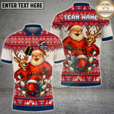 Maxcorners Santa Claus Bowling Christmas Shirt Multicolor Options Personalized Name, Team Name 3D Shirt (4 Colors)