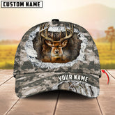 Maxcorners Deer Hunter Torn Camo Big Antlers Multicolor Options Personalized Name 3D Cap