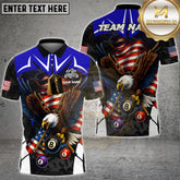 Maxcorners Billiard Eagle USA Flag Multiball Multicolor Options Personalized Name, Team Name 3D Shirt (4 Colors)