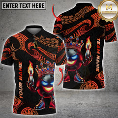 Maxcorners Bowling Tribal Fire King Graphic Multi Options Personalized Name, Team Name Unisex 3D Shirt (4 Colors)