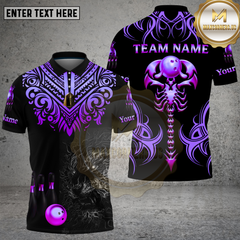 Maxcorners Bowling Golden Scorpion Tribal Power Style Multi Options Personalized Name, Team Name Unisex 3D Shirt (5 Colors)