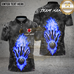 Maxcorners Bowling Toxic Flame Dark Smoke Multi Options Personalized Name, Team Name Unisex 3D Shirt (4 Colors)
