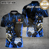 Maxcorners Bowling Fierce Wolf Neon Art Multi Options Personalized Name, Team Name Unisex 3D Shirt (4 Colors)
