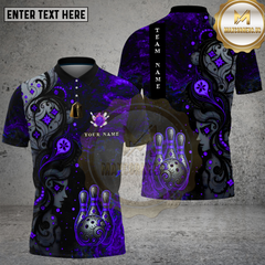 Maxcorners Bowling Dark Gothic Red Flame Pin & Ball Multi Options Personalized Name, Team Name Unisex 3D Shirt (4 Colors)