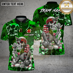 Maxcorners Bowling American Patriot Skeleton Cigar Art Multi Options Personalized Name, Team Name Unisex 3D Shirt (4 Colors)