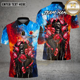 Maxcorners Bowling Ice Fire Grim Reaper Skull Art Multi Options Personalized Name, Team Name Unisex 3D Shirt (4 Colors)