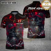 Maxcorners Bowling Bloody Skull Couple Horror Art Multi Options Personalized Name, Team Name Unisex 3D Shirt (4 Colors)