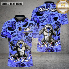 Maxcorners Bowling Slime Graffiti Crocodile Multi Options Personalized Name, Team Name Unisex 3D Shirt (4 Colors)