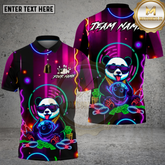 Maxcorners Bowling Neon Panda Money Style Multi Options Personalized Name, Team Name Unisex 3D Shirt (4 Colors)