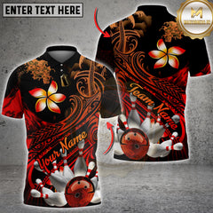 Maxcorners Bowling Polynesian Flame Tribal Style Multi Options Personalized Name, Team Name Unisex 3D Shirt (4 Colors)