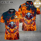 Maxcorners Bowling Inferno Bull Flame Power Multi Options Personalized Name, Team Name Unisex 3D Shirt (4 Colors)