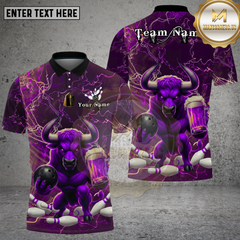 Maxcorners Bowling Beer Bull Thunder Power Multi Options Personalized Name, Team Name Unisex 3D Shirt (4 Colors)