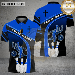 Maxcorners Bowling Faith Strike Red Cross Multi Options Personalized Name, Team Name Unisex 3D Shirt (4 Colors)