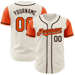 Maxcorners Custom Cream Orange-Brown Authentic Two Tone Baseball Jersey
LM0609