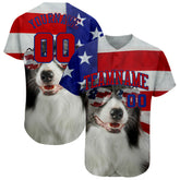 Maxcorners Custom White Red-Royal American Flag Fashion Premium Baseball Jersey LM0210