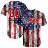 Maxcorners Custom White Red-Royal 3D American Flag Fashion Premium Baseball Jerseys LM0210