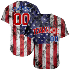 Maxcorners Custom White Red-Royal 3D American Flag Fashion Premium Baseball Jerseys LM0210