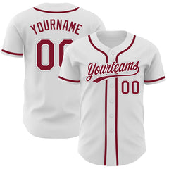 Maxcorners Custom White Crimson-Gray Authentic Baseball Jersey
LM0609