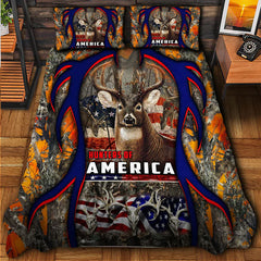 Maxcorners Personalized Name Premium USA Deer Hunting Quilt Bedding Set (Multi Color Options)