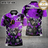Maxcorners Bowling Shirt Angry Bulldog Graffiti Multicolor Options Personalized Name, Team Name Unisex 3D Shirt (4 Colors)