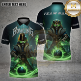 Maxcorners Bowling Shirt Pharaoh Skeleton Glow Multicolor Options Personalized Name, Team Name Unisex 3D Shirt (4 Colors)