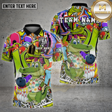 Maxcorners Bowling Crocodile Cartoon Multioptions Personalized Name, Team Name Unisex 3D Shirt