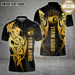 Maxcorners Dragon Billiards Shirt Golden Tribal Multioptions Personalized Name, Team Name Unisex 3D Shirt (4 Colors)