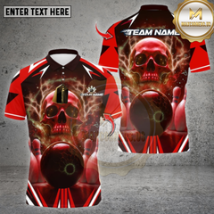 Maxcorners Bowling Shirt Electric Skull Multioptions Personalized Name, Team Name Unisex 3D Shirt (4 Colors)
