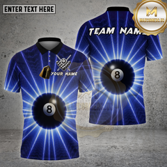 Maxcorners Billiards Shirt 8 Ball Lightning Burst Multi options Personalized Name, Team Name Unisex 3D Shirt (4 Colors)