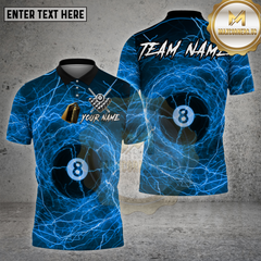 Maxcorners Billiards Shirt Lightning 8 Ball Pattern Multi Options Personalized Name, Team Name Unisex 3D Shirt (4 Colors)