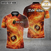 Maxcorners Billiards Shirt Flaming Firestorm 8 Ball Multi Options Personalized Name, Team Name Unisex 3D Shirt (4 Colors)