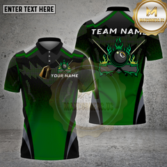 Maxcorners Billiards Shirt Black Modern Flames 8 Ball Multioptions Personalized Name, Team Name Unisex 3D Shirt (4 Colors)