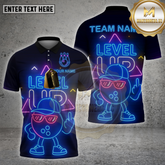 Maxcorners Bowling Neon Level Up Style Multicolor Options Personalized Name, Team Name 3D Shirt (4 Colors)