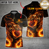 Maxcorners Bowling Tiger Fiery Strike Art Multicolor Options Personalized Name, Team Name 3D Shirt (4 Colors)