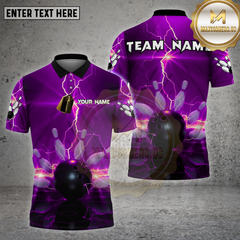 Maxcorners Bowling Shirt Bowling Ball Lightning Pins Multioptions Personalized Name, Team Name Unisex 3D Shirt (4 Colors)