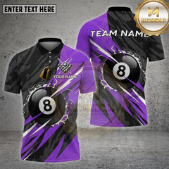 Maxcorners Billiards Shirt 8 Ball Black Slash Multioptions Personalized Name, Team Name Unisex 3D Shirt (4 Colors)