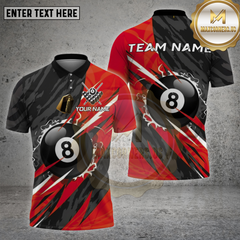 Maxcorners Billiards Shirt 8 Ball Black Slash Multioptions Personalized Name, Team Name Unisex 3D Shirt (4 Colors)