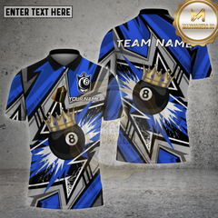 Maxcorners Billiards Shirt 8 Ball Crown Splash Multioptions Personalized Name, Team Name Unisex 3D Shirt (4 Colors