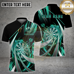 Maxcorners Darts Shirt Electric Cyan Lightning Dartboard Multi Options Personalized Name, Team Name 3D Shirt