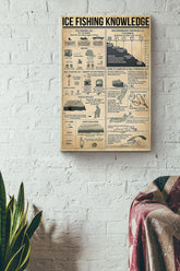 Maxcorners Ice Fishing Knowledge Canvas Gallery Wrapped Canvas Framed Gift Idea LM0101