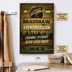 Maxcorners Personalized Canvas Frames Home Decoration Fishing Club Framed Prints, Canvas LM0101