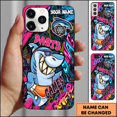 Maxcorners Dart Phone Case Graffiti Shark Street Art Style Personalized Name Phone Case