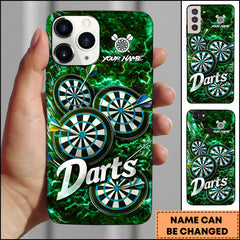 Maxcorners Darts Phonecase Green Electric Storm Dartboard Personalized Name 3D Phone Case