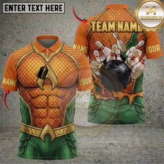 Maxcorners Bowling Aquaman Armor Strike Personalized Name 3D Unisex Shirt