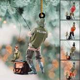 Maxcorners Personalized Fishing Christmas Ornament, Fishing Man Ornament, Christmas Gift For Fishing Lovers, Xmas Tree Decor Gift