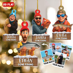Maxcorners Custom Photo Fishing Ornament Personalized Image Fisherman Ornament Fishing Lovers Gift Fisherman Ornament Reel Cool Grandpa Papa Anglers