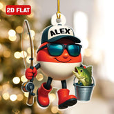 Maxcorners Personalized Fishing Ornament Tackle Box Fisherman Custom Name Ornament Fishing Gift For Dad Grandpa Fishing Lover Angler Merry Fishmas Gift